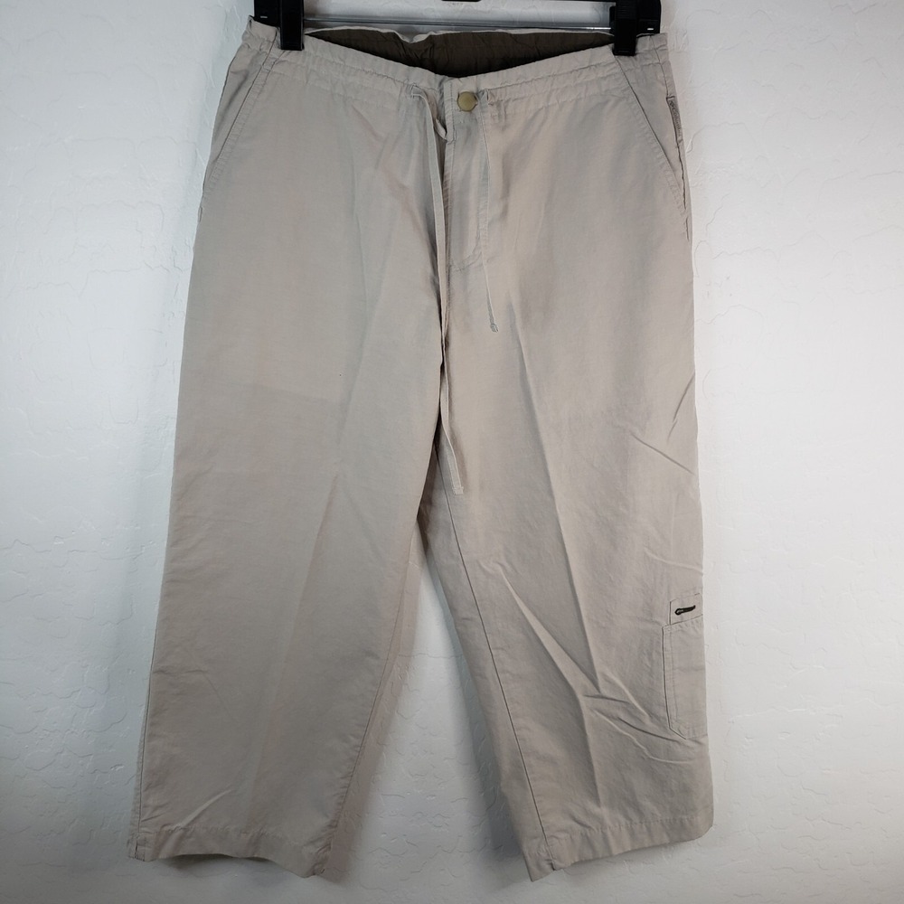Columbia‎ Pants Women's Medium Beige Capri Hiking Drawstring Waist Pockets